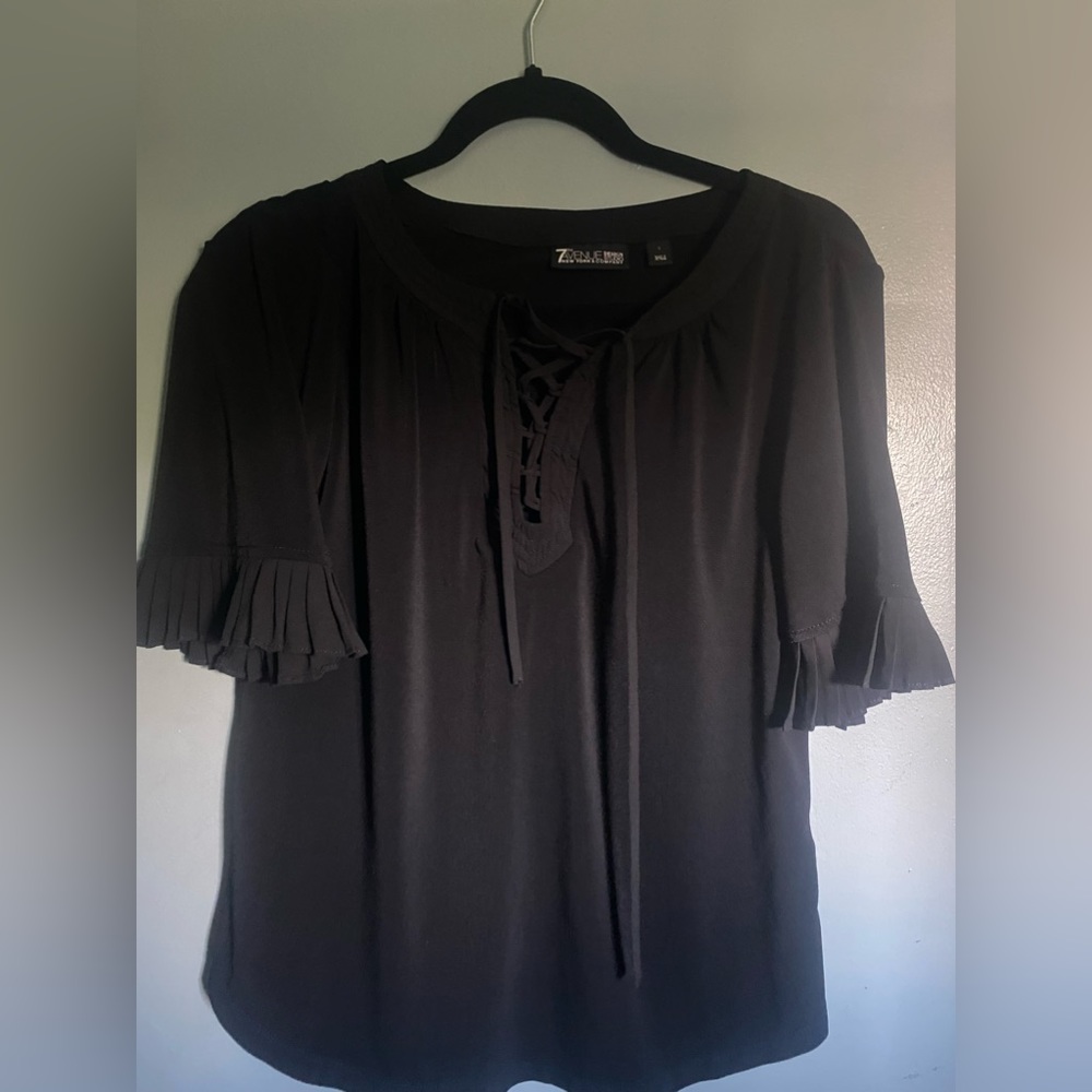 Black blouse with cross cross tie